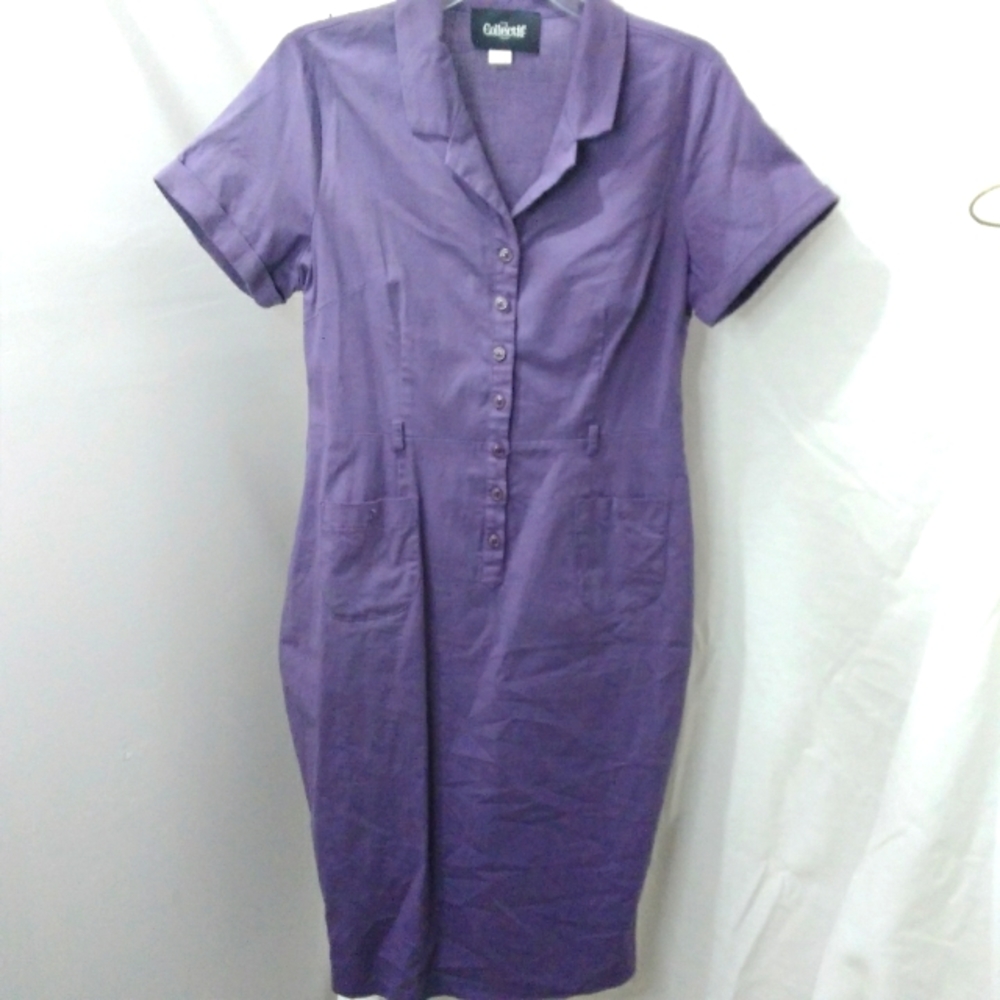 Collectif Purple Button-Front Sheath Dress
